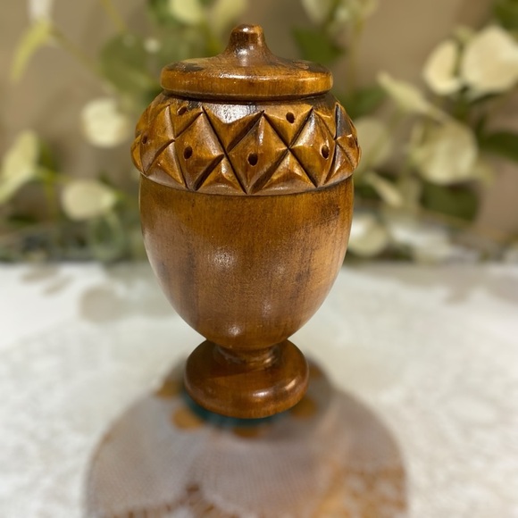 Vintage Mid Century Appetizer Pedistal Serving Tray Glass Wood Toothpick Holder